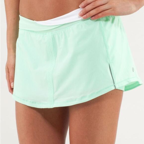 Lululemon Run Pace Skirt in Fresh Teal and White Women's Size 10 - Picture 2 of 16